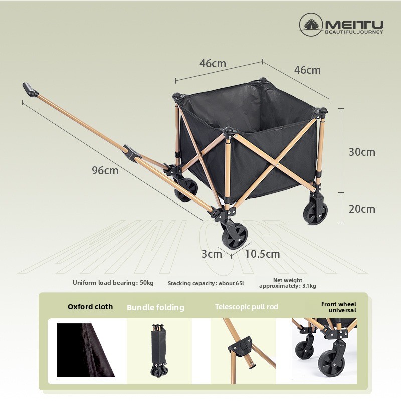 Outdoor Camping Trolley - Składany wózek turystyczny na zewnątrz, przenośny
