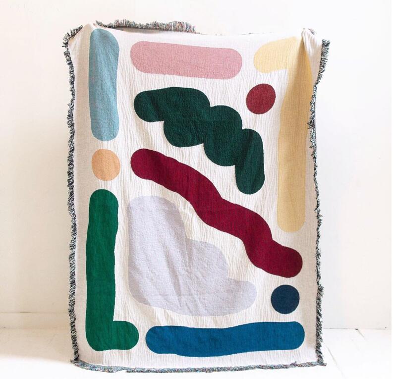 Outdoor Camping Rugs - Kolorowe linie bawełna podróż koc biwakowy